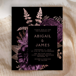 Budget Moody Dark Floral Purple Rose Gold Wedding