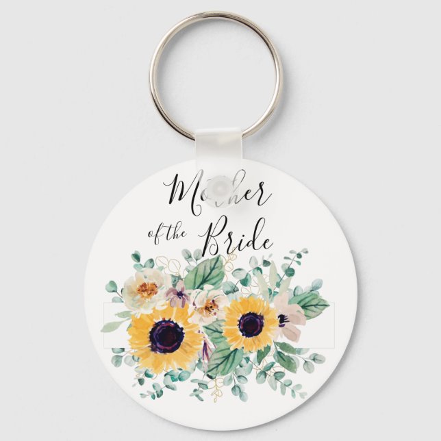BUDGET Mother Bride Groom Custom Gifts SUNFLOWERS Key Ring (Front)