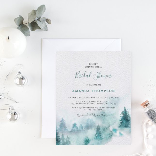 Budget Mountain Greenery Bridal Shower Invitation (Creator Uploaded)
