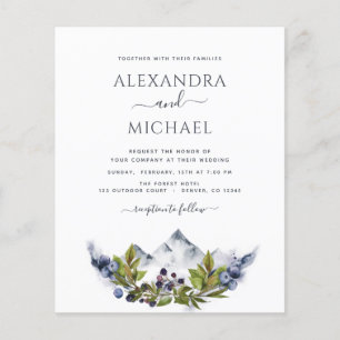 Budget Mountain Rustic Photo Greenery Wedding Flyer