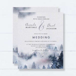Budget Mountain Rustic purple Wedding Invitation