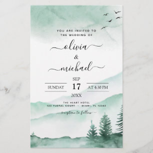 Budget Mountain Rustic Watercolor Greenery Wedding