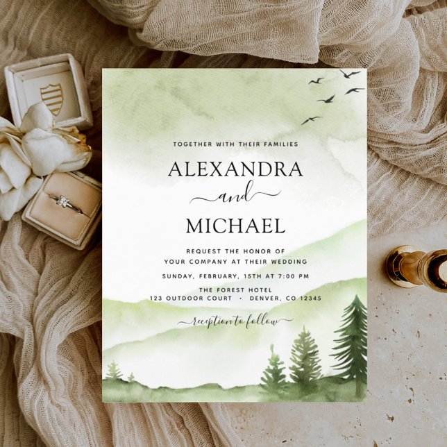 Budget Mountain Rustic Watercolor Greenery Wedding (Creator Uploaded)