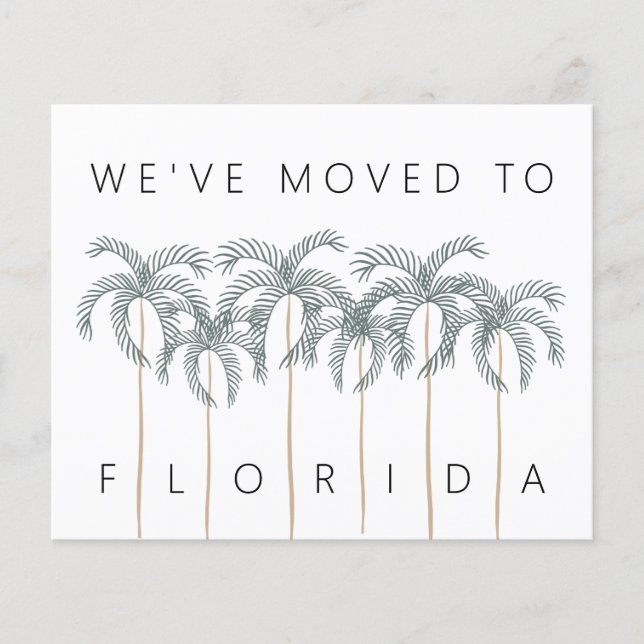 Budget Move to Florida Palm Trees New Address Card (Front)