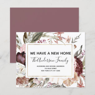 Budget Moving Announcement Boho Mauve Floral