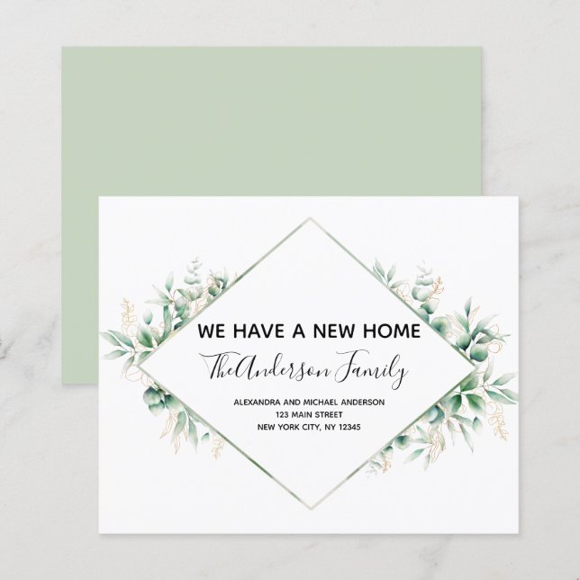 Budget Moving Announcement Eucalyptus Greenery (Front/Back)