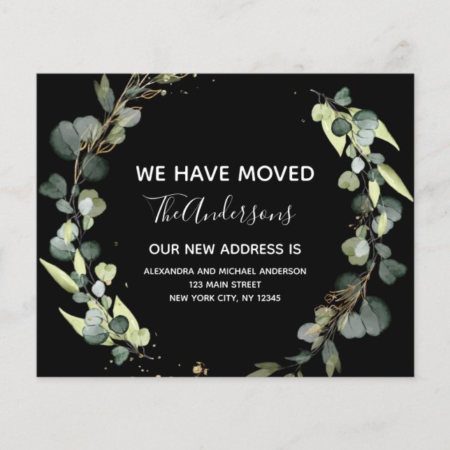 Budget Moving Announcement Eucalyptus Greenery (Front)