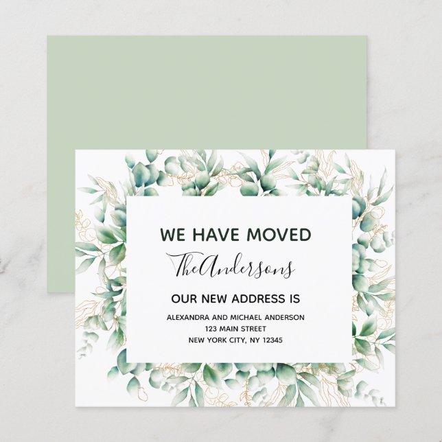 Budget Moving Announcement Eucalyptus Greenery (Front/Back)