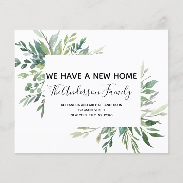 Budget Moving Announcement Eucalyptus Greenery Flyer (Front)