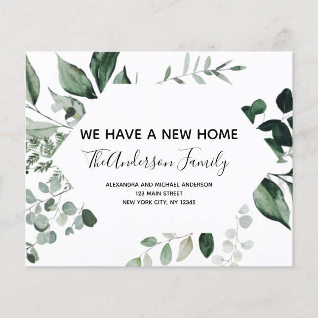 Budget Moving Announcement Eucalyptus Greenery Flyer (Front)