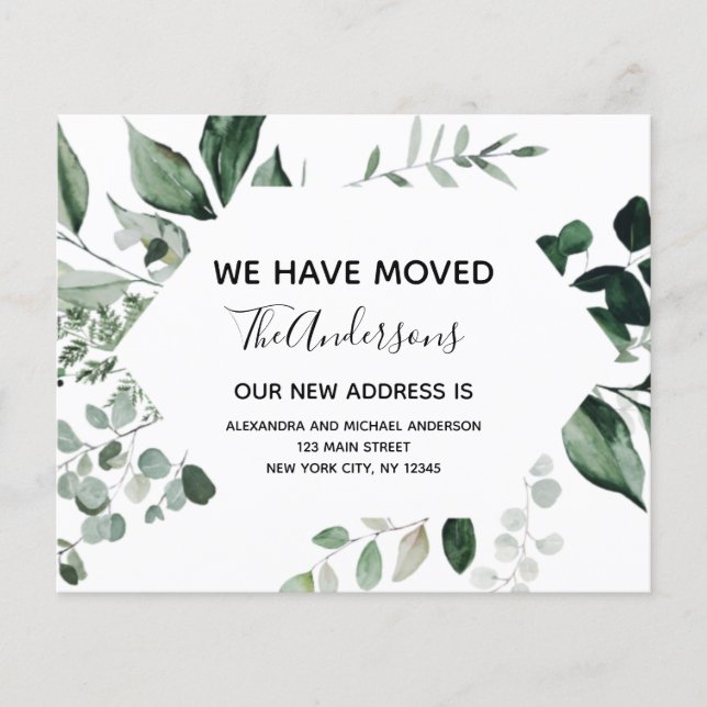Budget Moving Announcement Eucalyptus Greenery Flyer (Front)