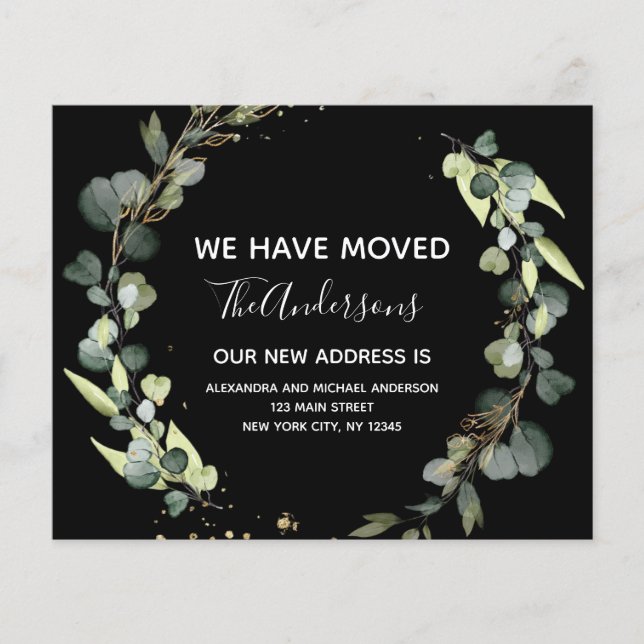 Budget Moving Announcement Eucalyptus Greenery Flyer (Front)