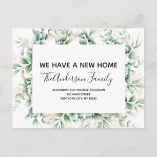 Budget Moving Announcement Eucalyptus Greenery Pos Postcard
