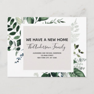 Budget Moving Announcement Eucalyptus Greenery Pos Postcard
