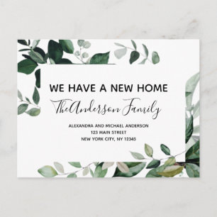 Budget Moving Announcement Eucalyptus Greenery Pos Postcard