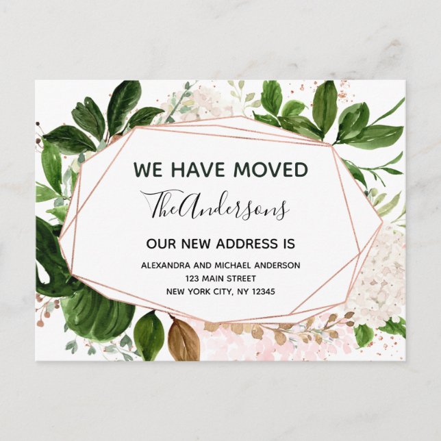 Budget Moving Announcement Eucalyptus Greenery Postcard (Front)