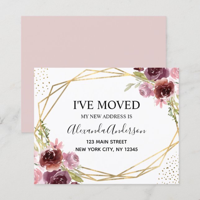 Budget Moving Announcement Floral Geometric (Front/Back)