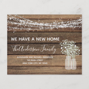 Budget Moving Announcement Rustic Farmhouse Wood