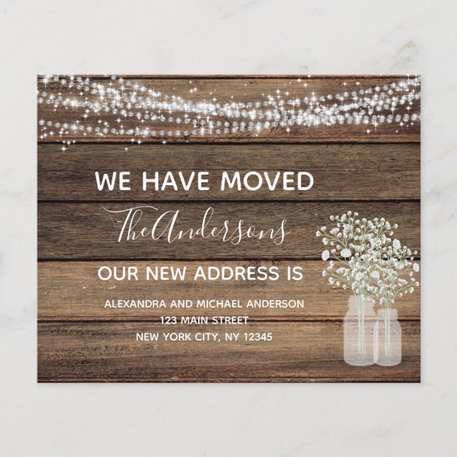Budget Moving Announcement Rustic Farmhouse Wood F Flyer (Front)