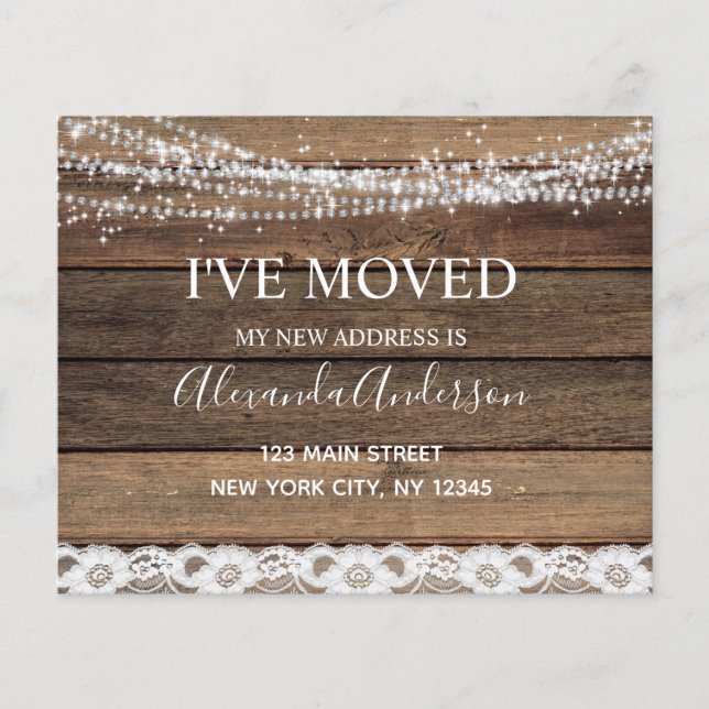 Budget Moving Announcement Rustic Farmhouse Wood Flyer (Front)