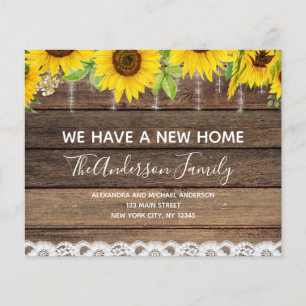 Budget Moving Announcement Rustic Sunflower Wood Flyer