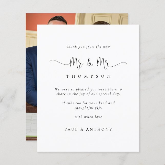 Budget Mr Mr Script Photo Gay Wedding Thanks (Front/Back)