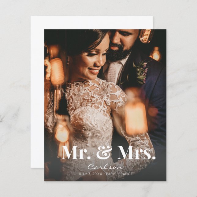Budget Mr. & Mrs. Vertical Wedding Announcement (Front/Back)