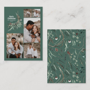 Budget multi photo botanical sage green holiday enclosure card