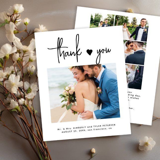 Budget multi photo modern simple wedding thank you (Creator Uploaded)