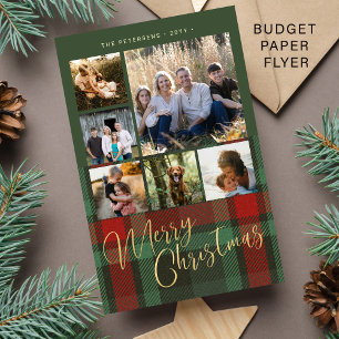 Budget multi photo red green plaid Christmas  Flyer