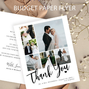 Budget multi photo simple wedding thank you card