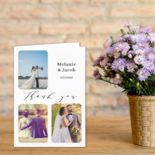 Budget Multi Photos Wedding Folded Thank you Cards