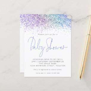 Budget Multicolor Glitter Baby Shower Invitation