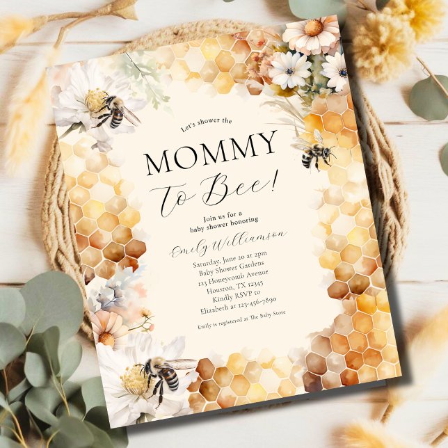 Budget Mummy To Bee Floral Baby Shower Invitation (Creator Uploaded)