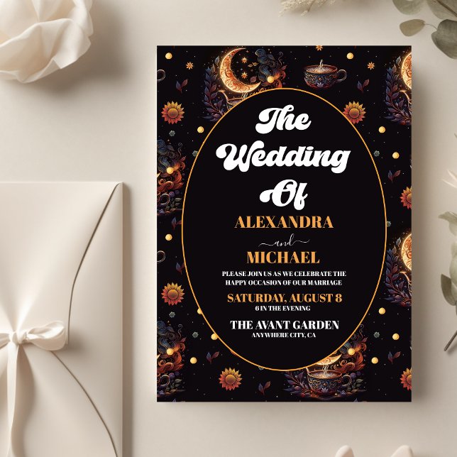Budget Mystical Black Gold Celestial Stars Wedding Flyer (Creator Uploaded)
