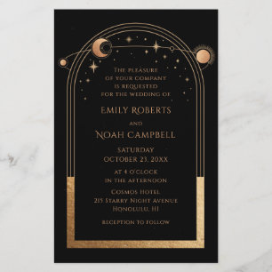 Budget Mystical Black Gold Sun Moon Wedding       Flyer