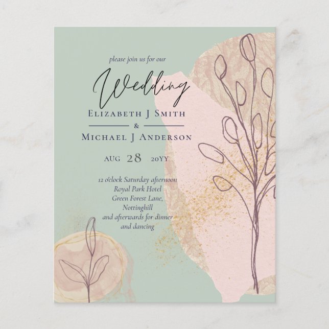 BUDGET Natural Earth Abstract Wedding Invitations (Front)