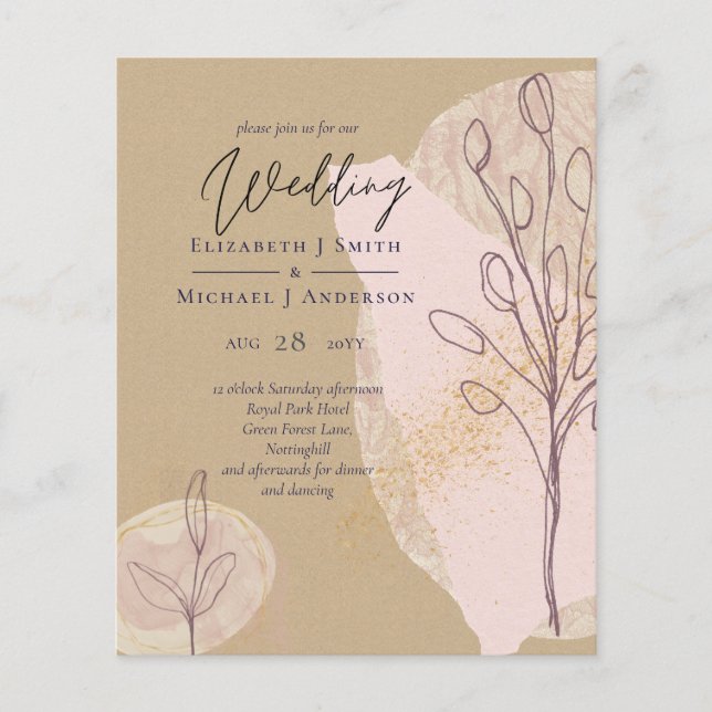 BUDGET Natural Earth Rustic Woodland Fall Wedding Flyer (Front)