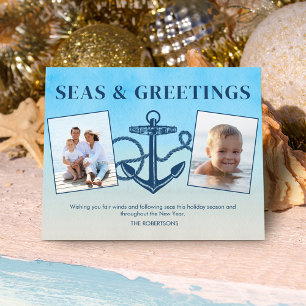 Budget Nautical Christmas Anchor Seas Photo Card