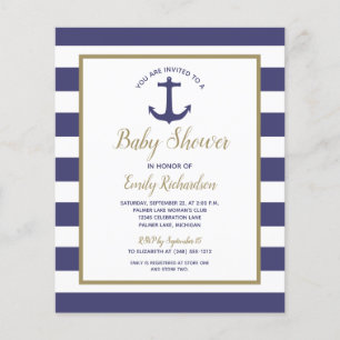 Budget Nautical Drive By Baby Shower Invitation