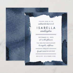 Budget Nautical Navy Blue Watercolor Bridal Shower