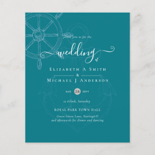 BUDGET Nautical Ships Wheel Wedding Flyer