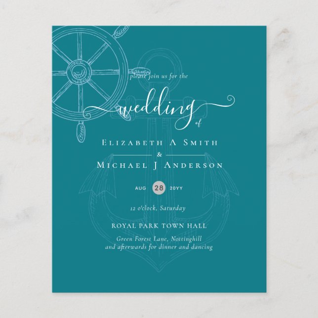 BUDGET  Nautical Ships Wheel Wedding Flyer (Front)