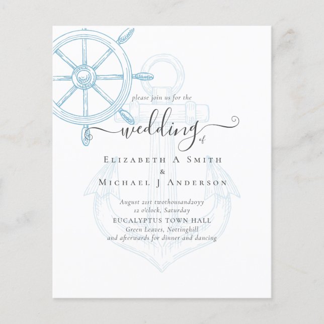BUDGET  Nautical Ships Wheel Wedding Flyer (Front)