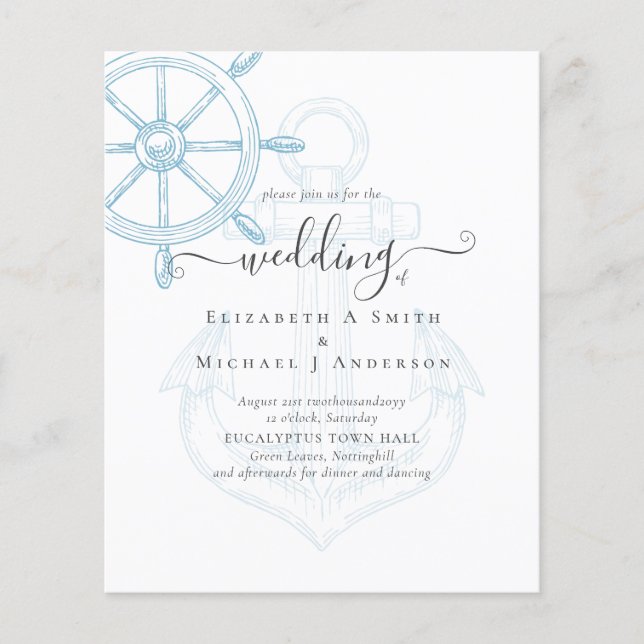 BUDGET  Nautical Ships Wheel Wedding Flyer (Front)
