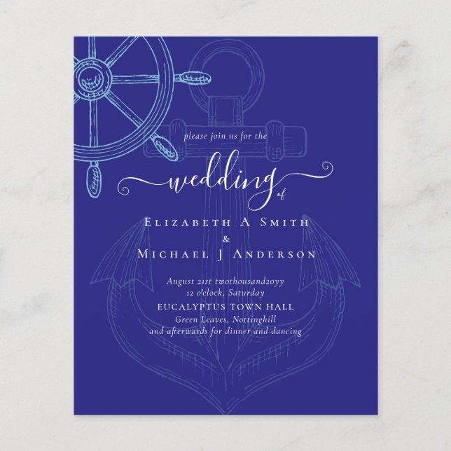 BUDGET  Nautical Ships Wheel Wedding Flyer (Front)