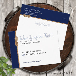 ⚓ Budget Nautical Tying the Knot Save the Date Announcement Postcard