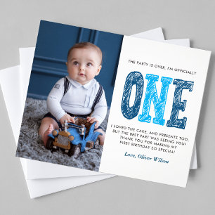 Budget Navy & Blue 1st Birthday Thank You  Flyer