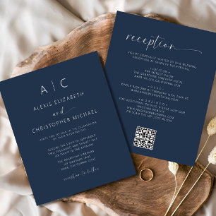 Budget Navy Blue All In One Wedding QR Code