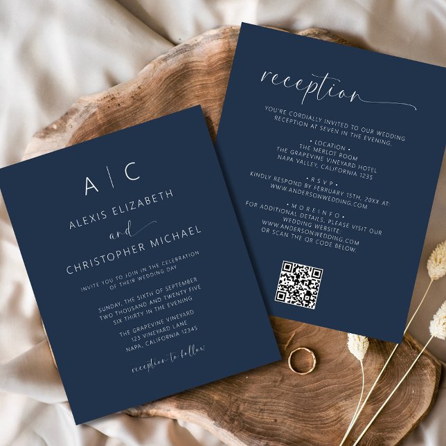 Budget Navy Blue All In One Wedding QR Code (Creator Uploaded)